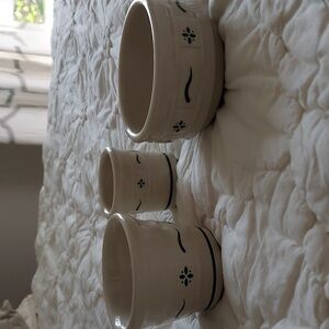 Longaberger Pottery Green Woven Traditions Set of 3 bowls